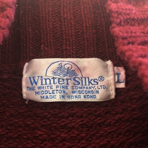 Vintage WINTER SILKS Sweater Women's Size Large Red Mock Pullover Cable Knit - Picture 5 of 7